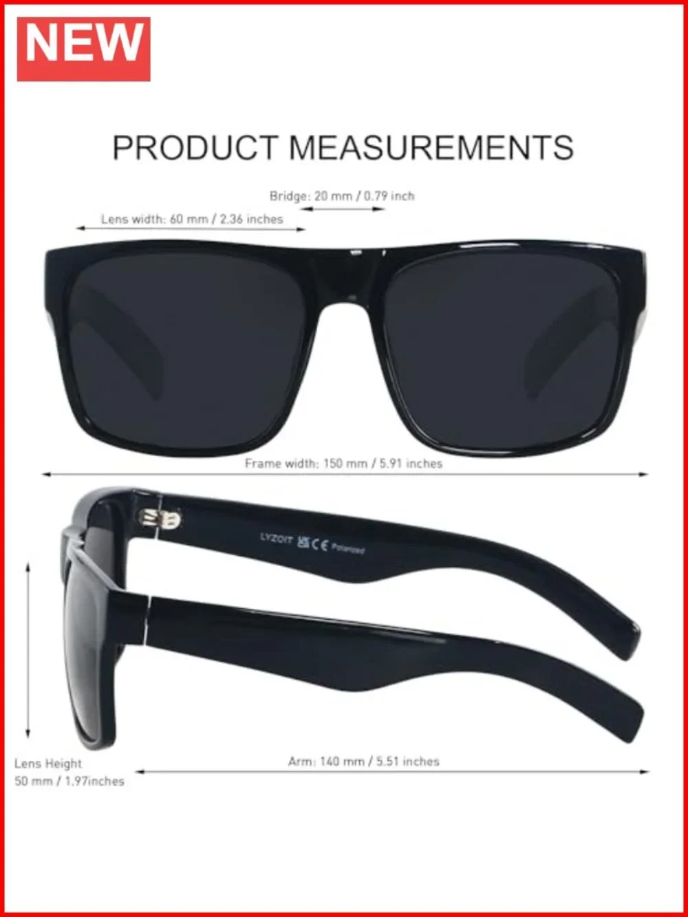 XL Oversized Square Sunglasses for Men Women Polarized UV Protection